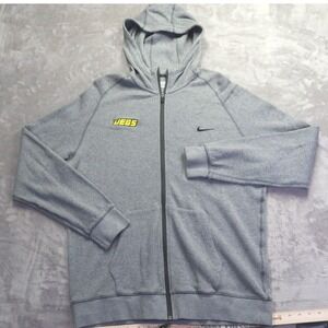 Nike Golf Men's XL Gray JEGS Full Zip Hoodie Sweatshirt Racing Logo Standard Fit